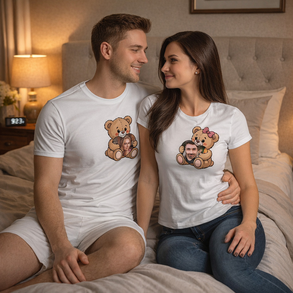 Egyedi képes szívecskés macik pároknak