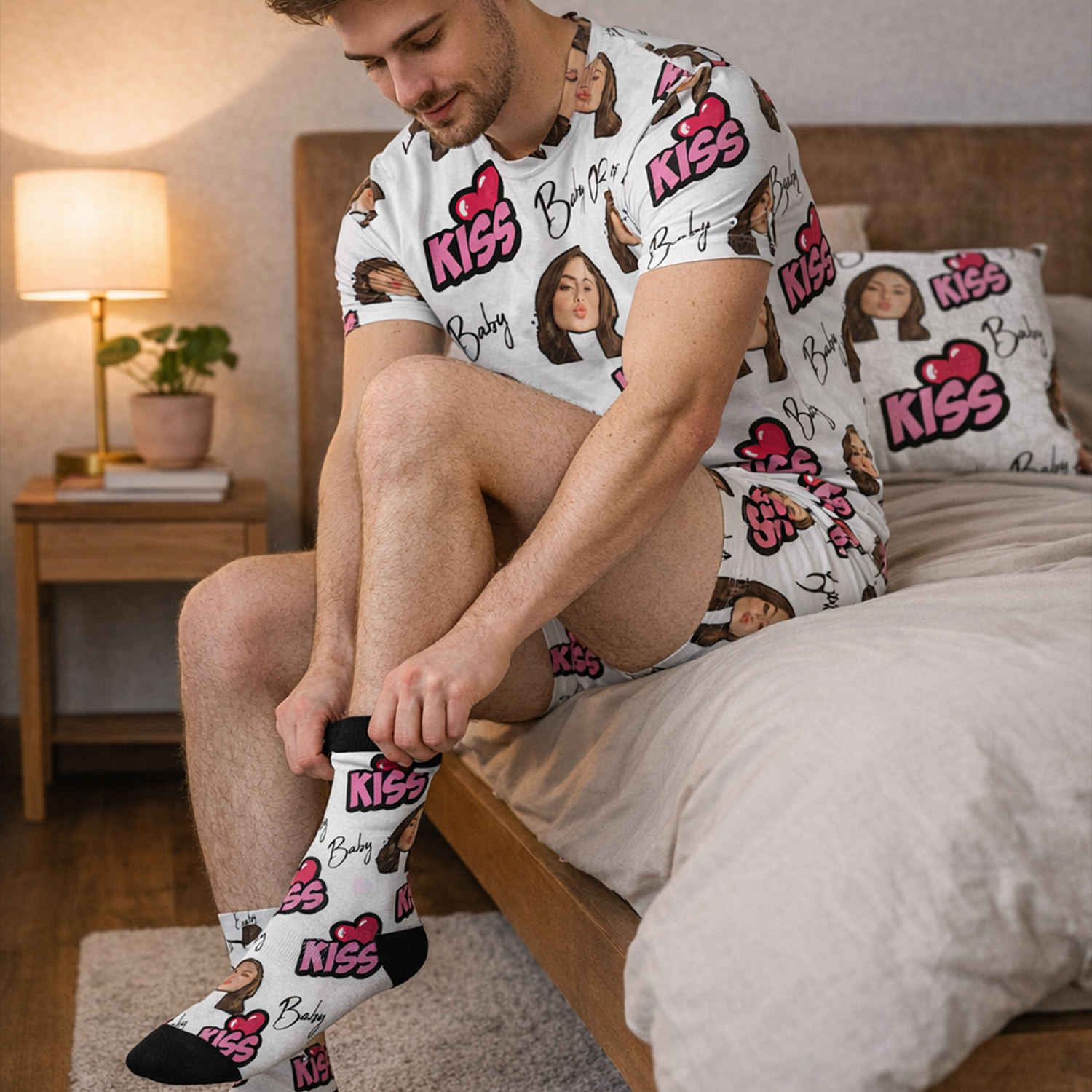 Egyedi arcos valentin nap - póló, boxer, zokni, párna csomag