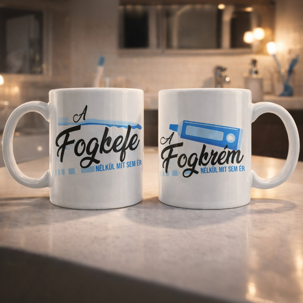 Fogkefe és Fogkrém - páros fehér bögre