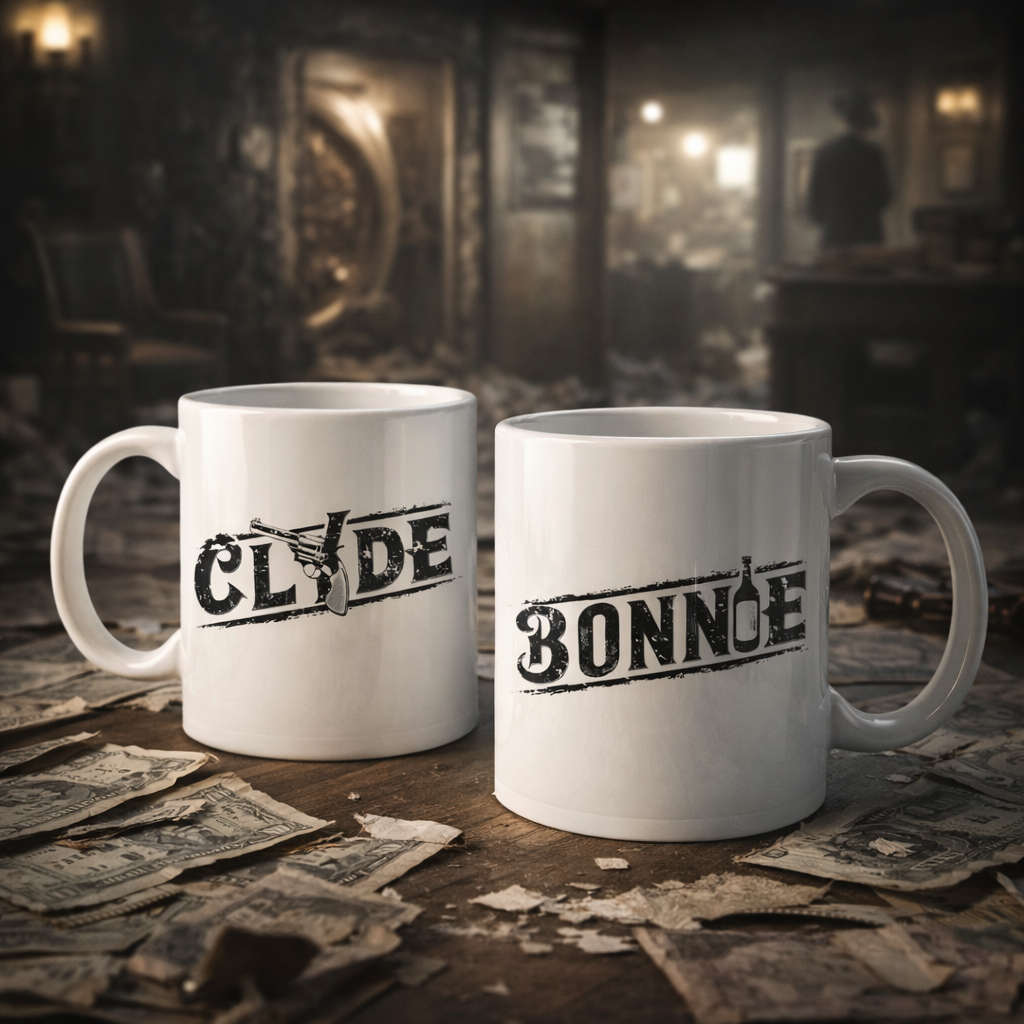 Bonnie és Clyde - páros fehér bögre